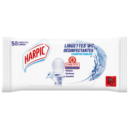 HARPIC Disinfecting Toilet Wipes Large Compostable 50 wipes