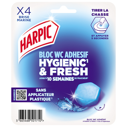 HARPIC Hygienic & Fresh Adhesive Toilet Block Marine Breeze 4 pack