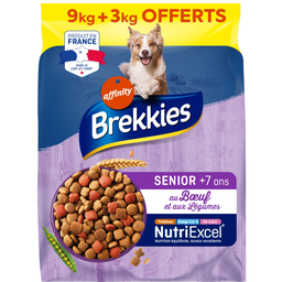 BREKKIES Croquettes pour Chien Senior +7 ans Boeuf Et Légumes Nutri Excel 12 kg