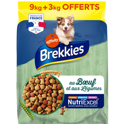 BREKKIES Croquettes pour Chien Adulte Bœuf Et Légumes Nutri Excel 12 kg