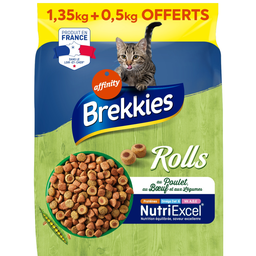 BREKKIES Croquettes au boeuf au poulet aux légumes pour chat + 1.35 kg
