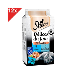 SHEBA Délices Du Jour Atum Bacalhau em Molho 12x6 saquetas 3.6 kg