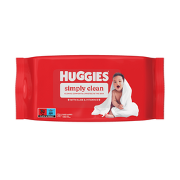 HUGGIES Lingettes Bébé Simply Clean Aloe Vera et Vitamine E 72 lingettes