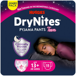 HUGGIES DryNites Sous-vêtements de nuit absorbants fille 48-60kg - 11 unités