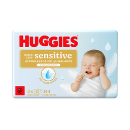 HUGGIES Lingettes bébé Extra Care Sensitive 3x48 lingettes