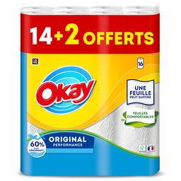OKAY Original Rolo de Cozinha branco 14+2 rolos