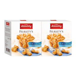 KAMBLY Duo feuillety's butter & Guérande salt aperitif biscuits, 2 x 80g pack