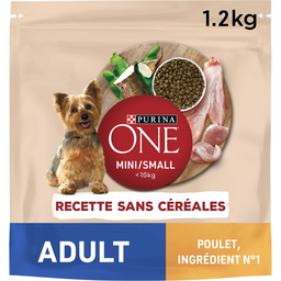 PURINA ONE Croquettes au poulet sans céréales pour petit chien adulte 1.2 kg