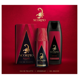 SCORPIO Rouge Coffret Eau de toilette 75ml - Un déodorant 150ml - Un gel douche 250ml