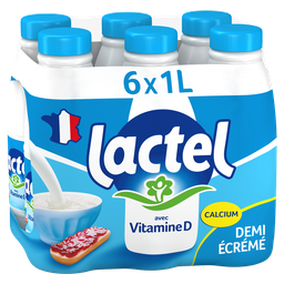 LACTEL Leite meio-gordo 1,5% MG Vitamina D 6x1L