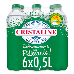 CRISTALINE Eau de Source Gazéifiée Délicieusement Pétillante 6 x 50 cl