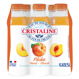 CRISTALINE Eau De Source Au Jus De Fruits Aromatisée Pêche 6 x 50 cl