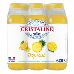 CRISTALINE Eau de source aromatisée au jus tropical 6 x 50 cl