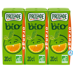 PRESSADE Nectar d'orange bio sans pulpe briquettes 6x20 cl