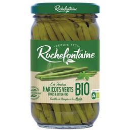 ROCHEFONTAINE haricots verts BIO extra fins cueillis et ranges main carre 37cl
