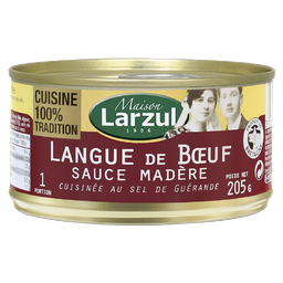 LARZUL MAISON Langue de bœuf sauce Madère cuisinée au sel de Guérande 1 personne 205 g