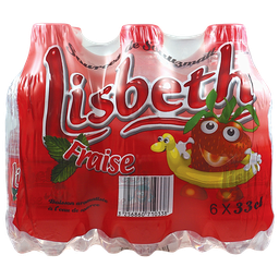 LISBETH Eau de source aromatisée fraise 6 x 33 cl