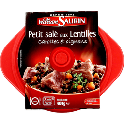 WILLIAM SAURIN Cocottes petit salé aux lentilles carottes et oignons micro-ondable de 400 g