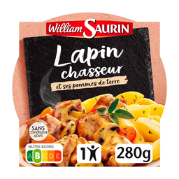 WILLIAM SAURIN Lapin chasseur et pommes de terre assiette micro-ondable 280 g