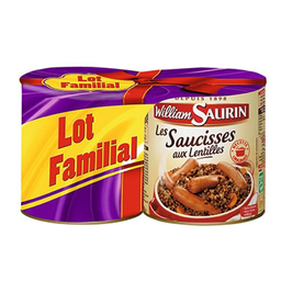 WILLIAM SAURIN Plat cuisiné saucisses lentilles 840 g
