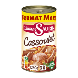 WILLIAM SAURIN Cassoulet mitonné sans colorant sans arôme artificiel format maxi 3 portions 1,260 kg