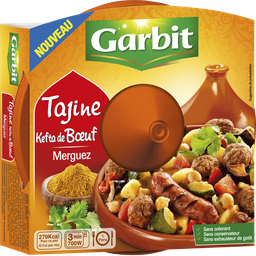 GARBIT Tajine kefta boeuf merguez barquette micro-ondable 340g