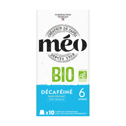 MEO Café cápsulas Compatibles Nespresso descafeinado/intensidad 6 (10 cápsulas)