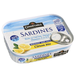 CONNETABLE Sardines marinade au citron bio sans huile -30% de sel - -135g