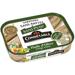 CONNETABLE Sardines à l'Huile d'Olive Vierge Extra Sans Peau Sans Arêtes