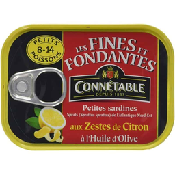 CONNETABLE les fines et fondantes petites sardines à l'huile d'olive aux zestes de citron: la boîte 106g