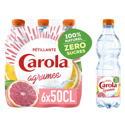 CAROLA Água com gás da Alsácia sabor toranja e laranja 6 x 50 cl