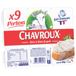 CHAVROUX Queijo de cabra fresco natural 9 porções 162 g