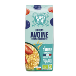HAPPY BIO Flocons d'avoine céréales complètes bio 500 g