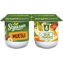 SOJASUN Dessert végétal au soja aux fruits et muesli 4x100g