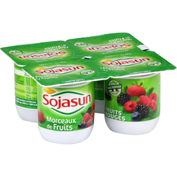 SOJASUN Dessert végétal au soja fruits rouges — les 4 pots de 100g