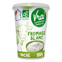 VRAI Queso blanco natural con leche pasteurizada BIO 3,6 % MG 500 g