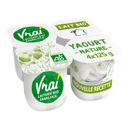 VRAI Yogures naturales BIO 4 potes de 125 g