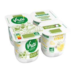 VRAI Yogures de limón Bio 4 envases de 125 g
