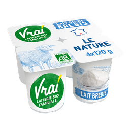 VRAI Especialidad láctea natural de leche de oveja bio 4 vasos de 120 g