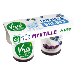 VRAI Especialidad láctea de leche de oveja ecológica con arándanos 2 tarros de 125 g