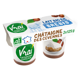 VRAI Yogur BIO de leche de oveja con castaña de las Cevenas 2 x 125 g
