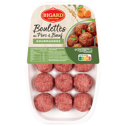 BIGARD Boulettes Gourmandes au porc & au bœuf 375 g
