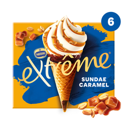 EXTREME Helados Sundae caramelo cacahuetes caramelizados 6 conos de 438 g