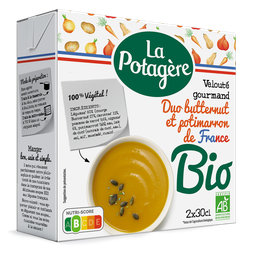 LA POTAGERE Soupe veloutée bio butternut potimarron 2 personnes 2x30cl