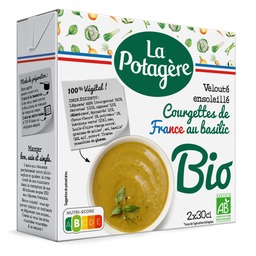 LA POTAGERE Soupe veloutée courgettes bio de France au basilic 2 personnes 2x30 cl