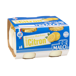 MALO Iogurte de leite inteiro sabor limão em vidro 4 x 125 g
