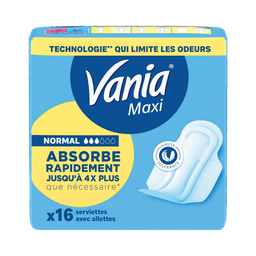 VANIA Compresas higiénicas maxi absorción rápida con alas Normal 16 compresas