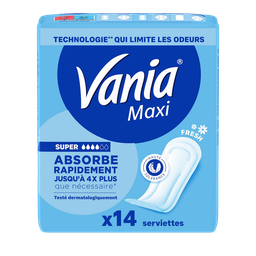 VANIA Compresas higiénicas maxi absorción rápida aroma fresh sin alas normal 14 compresas
