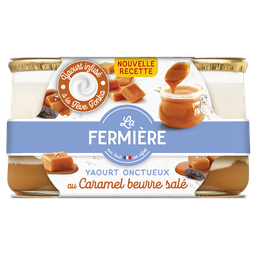 LA FERMIERE Yaourts brassés sur lit de caramel LA FERMIERE - 2 pots de 160g