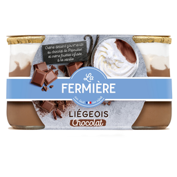 LA FERMIERE Crema Liégeois de chocolate 2 potes de 130 g